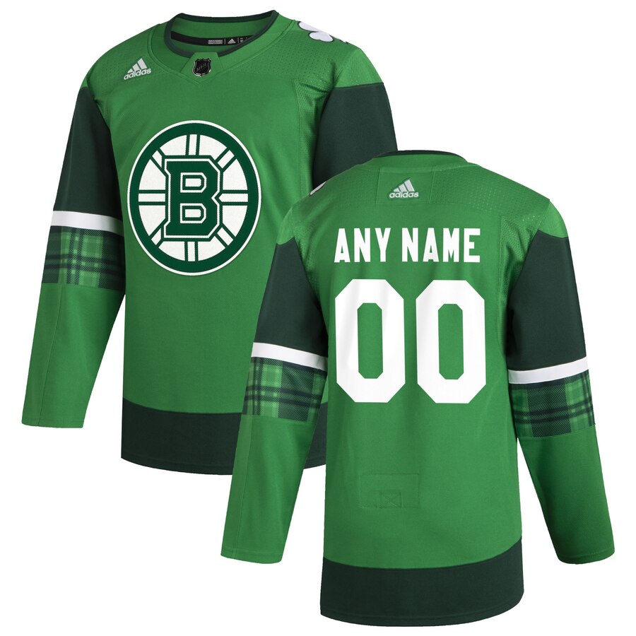 Boston Bruins Men Adidas 2020 St. Patrick Day Custom Stitched NHL Jersey Green